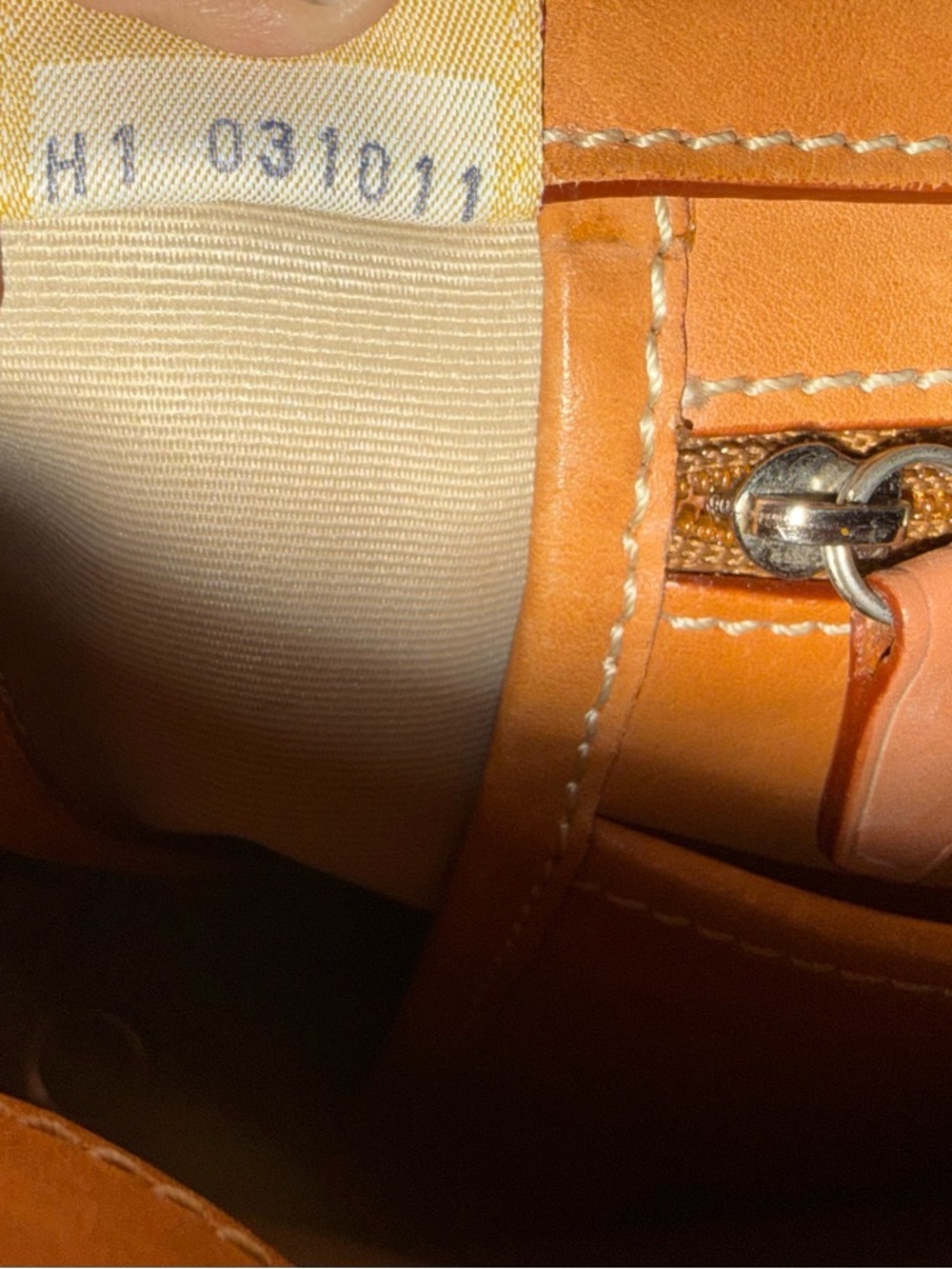 Vintage Dooney & Bourke Brown Canvas Monogram Tote Bag Tan Leather Trim - Picture 14 of 16